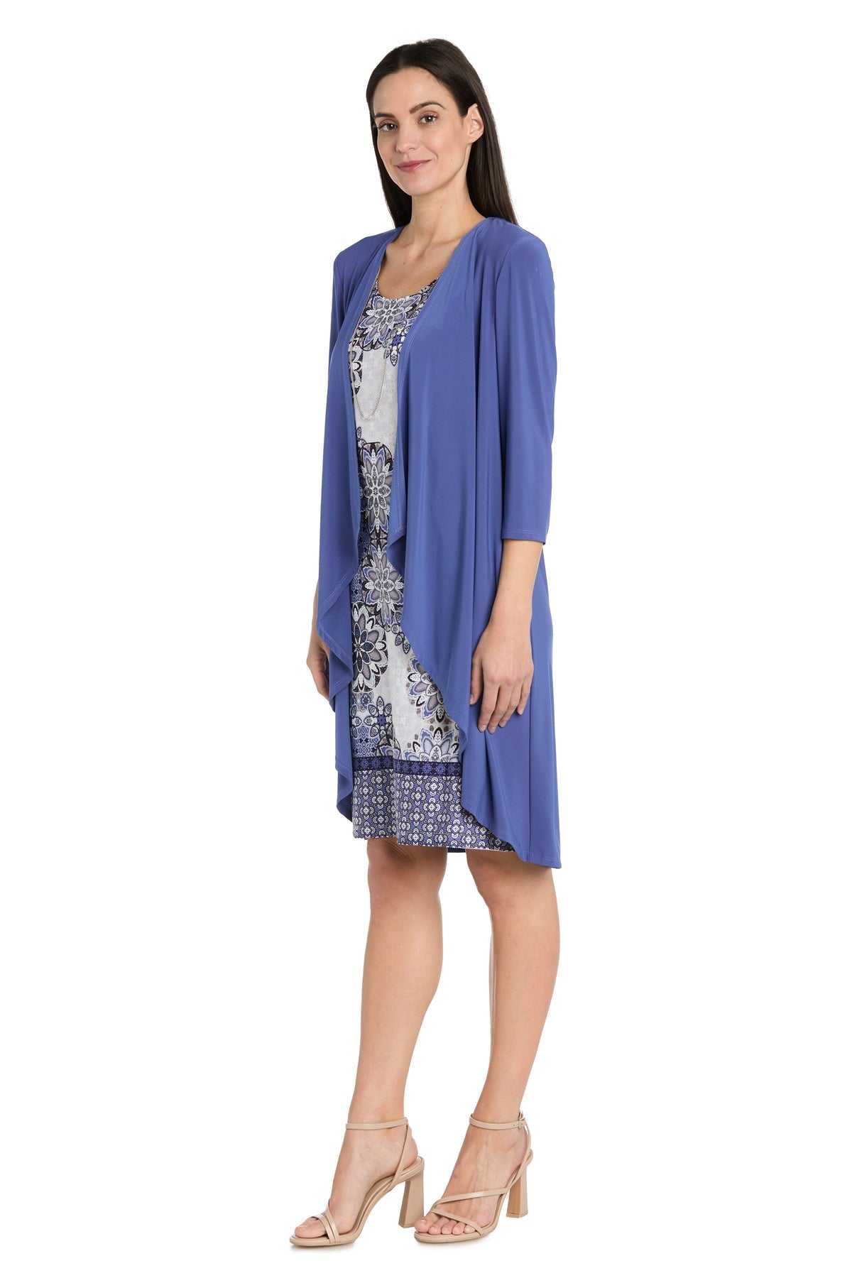 Mother of the Bride Dresses Printed Short Mother of the Bride Dress Blue