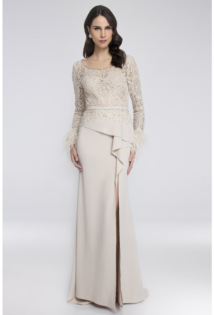 Formal Dresses Long Slit Evening Formal Dress  Champagne Nude