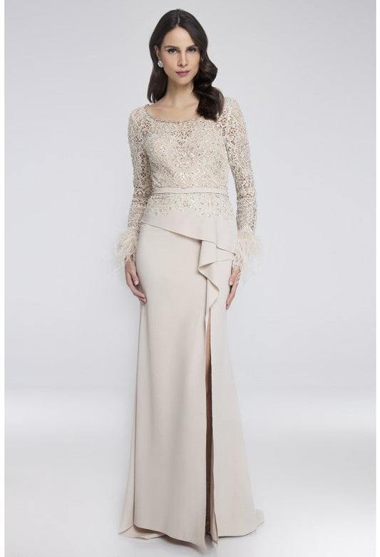 Formal Dresses Long Slit Evening Formal Dress  Champagne Nude