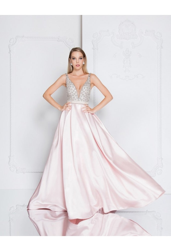 Prom Dresses Long Evening Beaded Formal Prom Dress Blush Nude