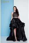 Prom Dresses A Line Two Piece High Low Formal Prom Dress  Black Nude