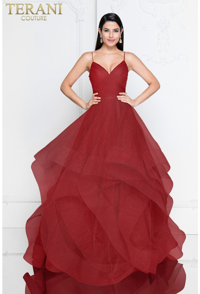Prom Dresses Long Ball Gown Prom Glitter Formal Dress Ruby