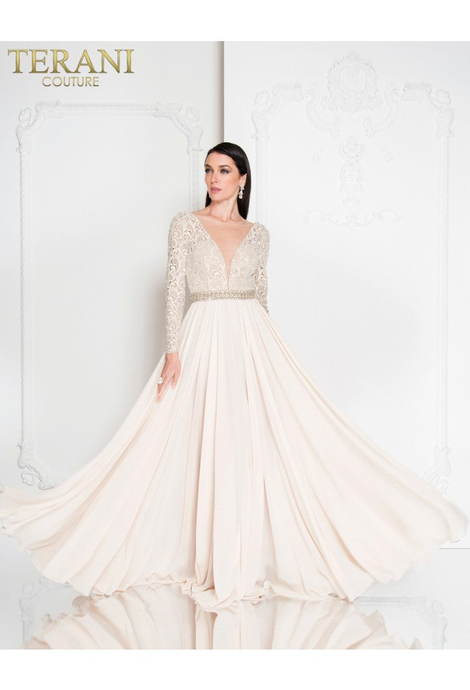 Formal Dresses Long Beaded a Line Lace Evening Formal Dress LT Champagne