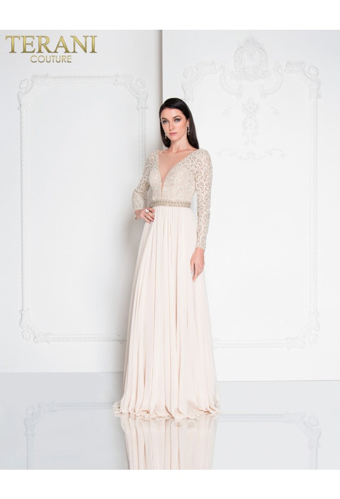 Formal Dresses Long Beaded a Line Lace Evening Formal Dress LT Champagne
