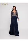 Formal Dresses Long Beaded a Line Lace Evening Formal Dress Navy