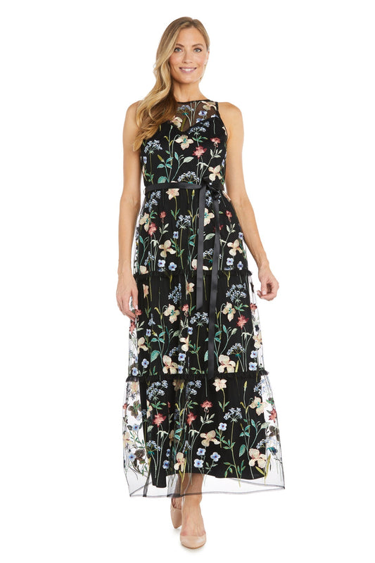 Formal Dresses Long Formal Floral Print Evening Dress Black/Multi