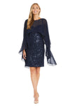 Cocktail Dresses Short Sequin Cape Cocktail Dress Navy