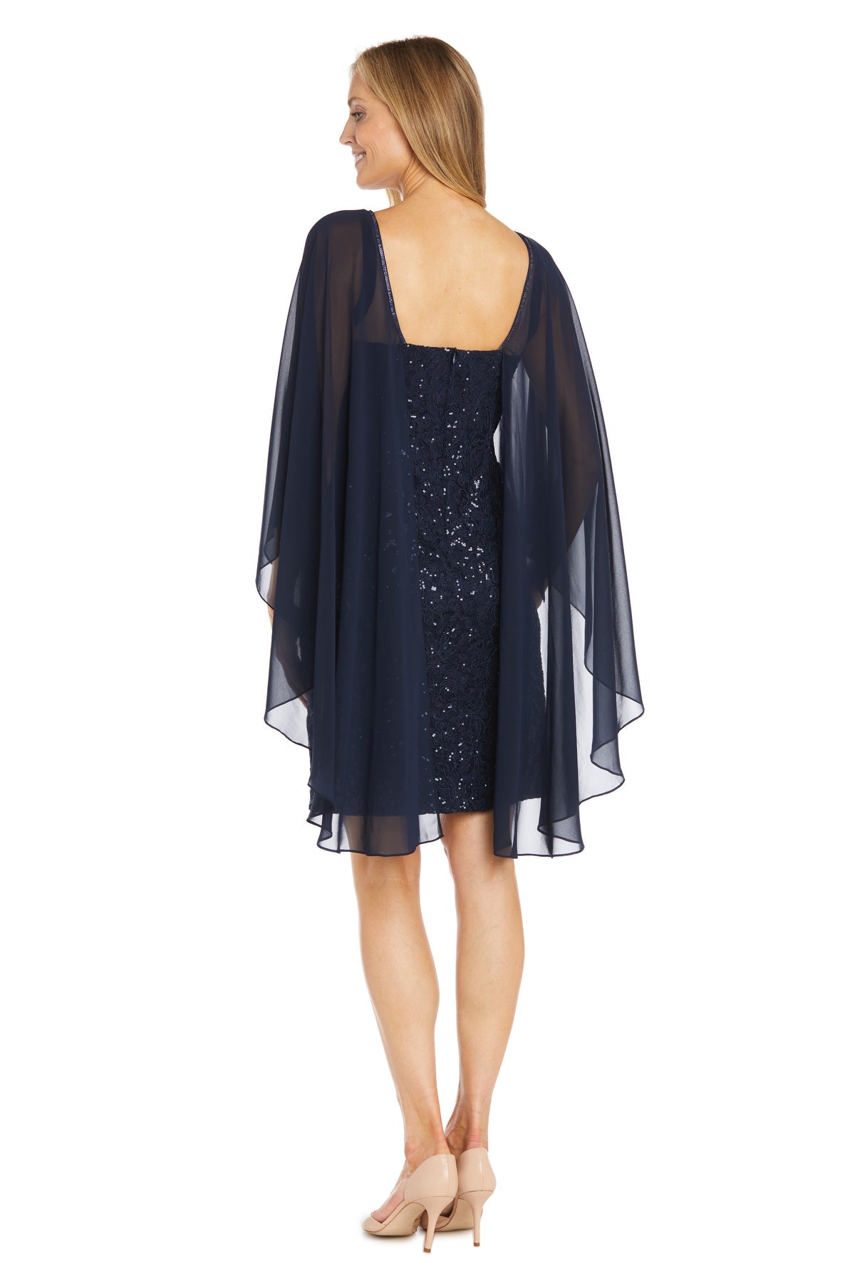 Cocktail Dresses Short Sequin Cape Cocktail Dress Navy