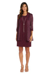 Mother of the Bride Dresses Short Piece Metallic Jacket Dress Merlot