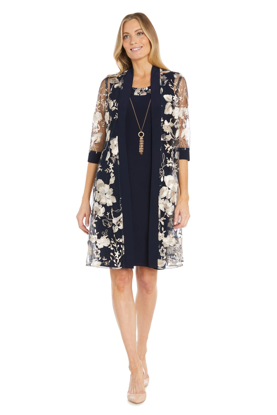 Cocktail Dresses Mother of the Bride Short Cocktail Jacket Dress Navy/Champagne