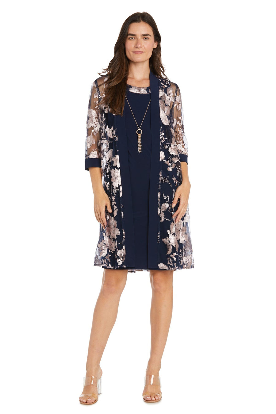 Cocktail Dresses Mother of the Bride Short Cocktail Jacket Dress Navy/Pink