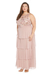 Plus Size Dresses Long Sequin Floral Top Formal Plus Size Dress  Mauve