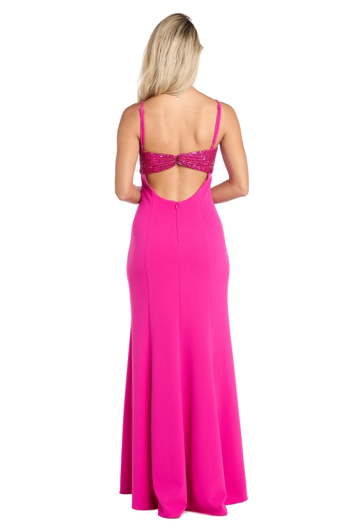 Prom Dresses Formal Sequined Long Fitted Slit Prom Dress Fuchsia