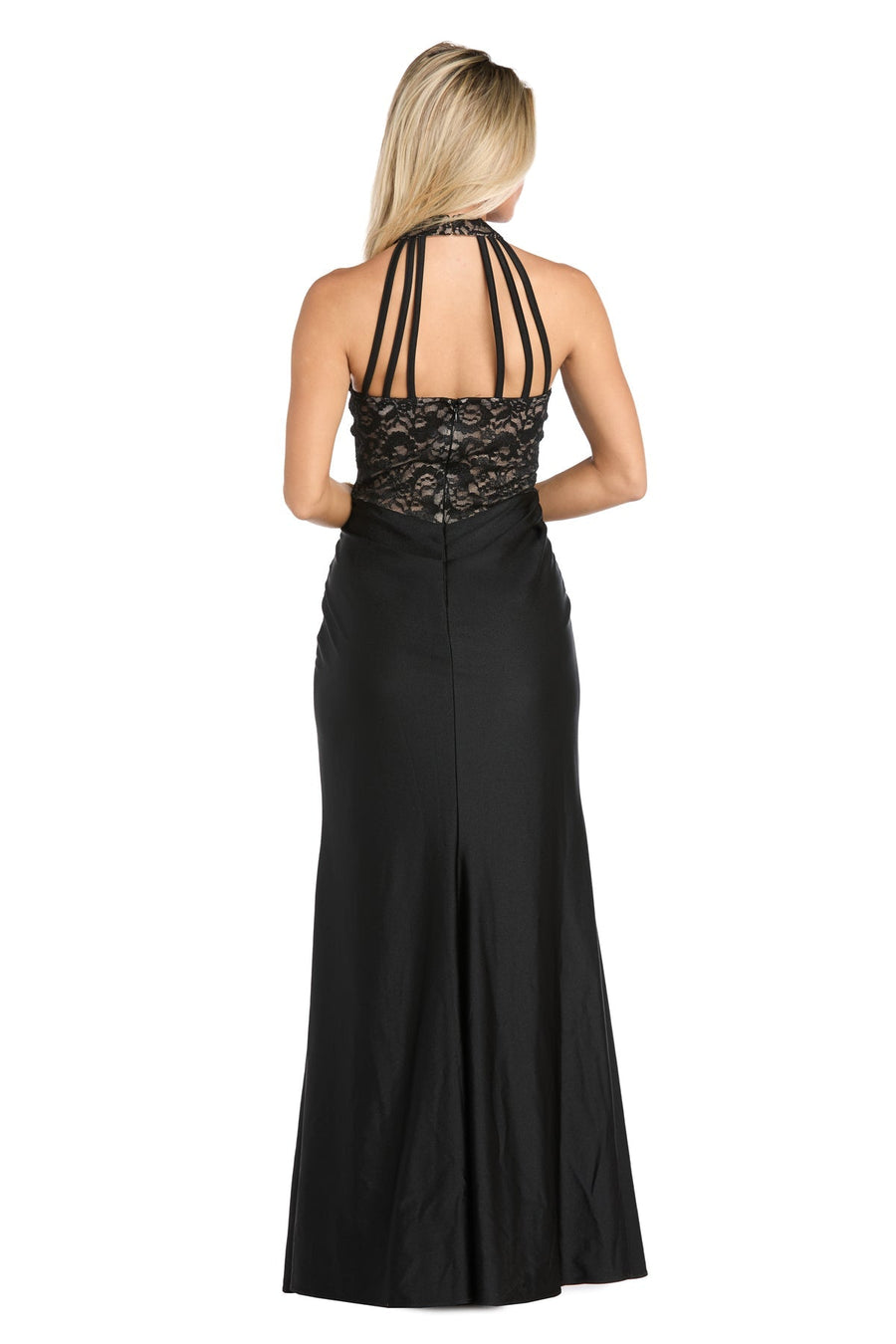 Prom Dresses Pleated Long Formal Corset Lace Prom Dress Black/Nude