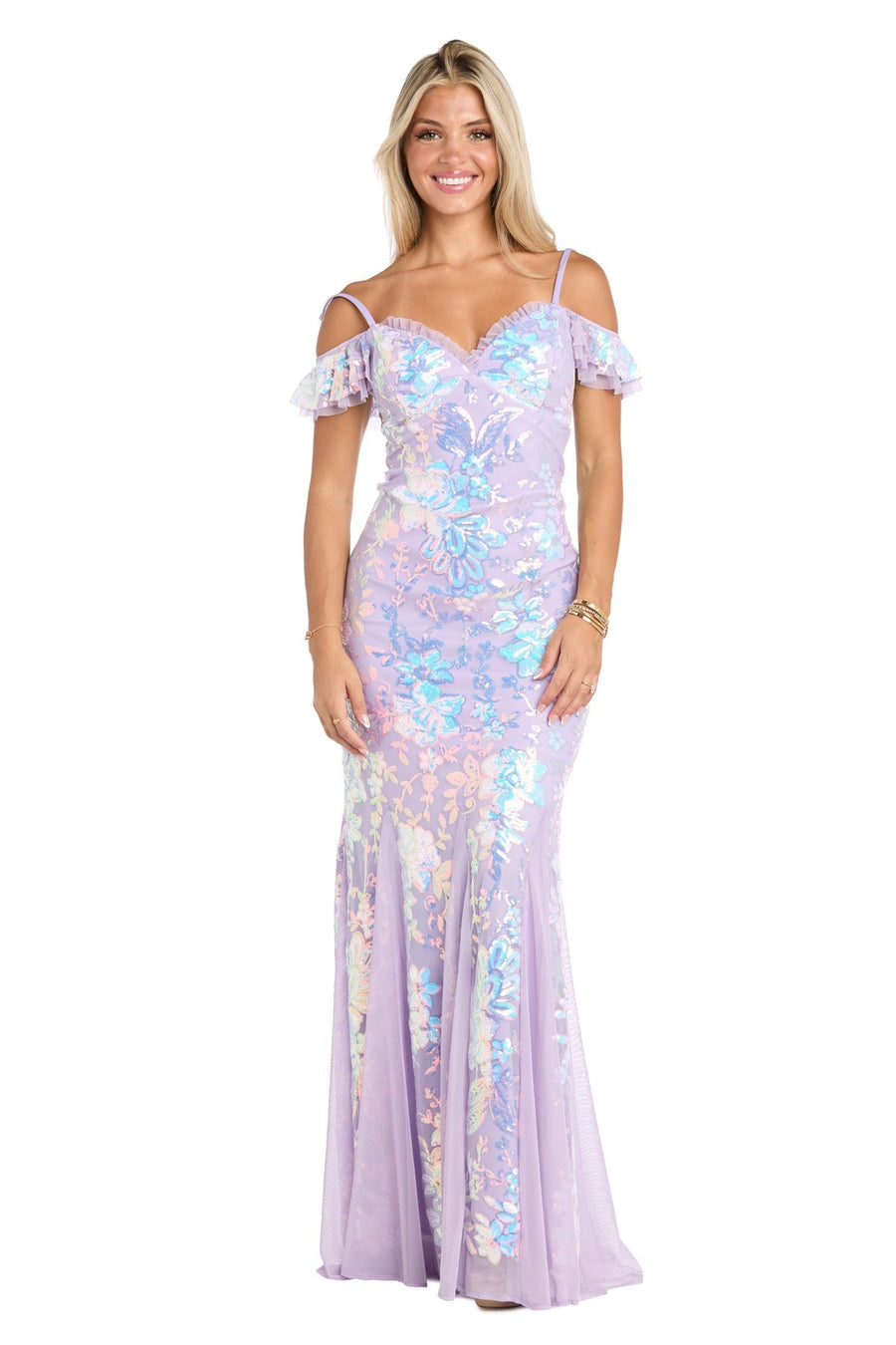 Prom Dresses Long Formal Floral Sequin Evening Prom Dress Lilac