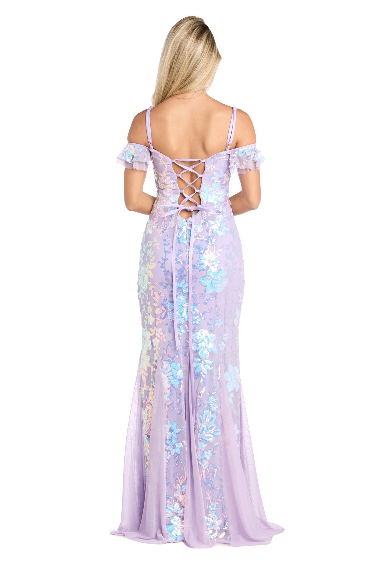 Prom Dresses Long Formal Floral Sequin Evening Prom Dress Lilac