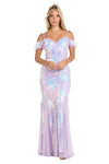 Prom Dresses Long Formal Floral Sequin Evening Prom Dress Lilac