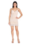 Cocktail Dresses Fitted Short Lace Mini Cocktail Dress Ivory/Nude