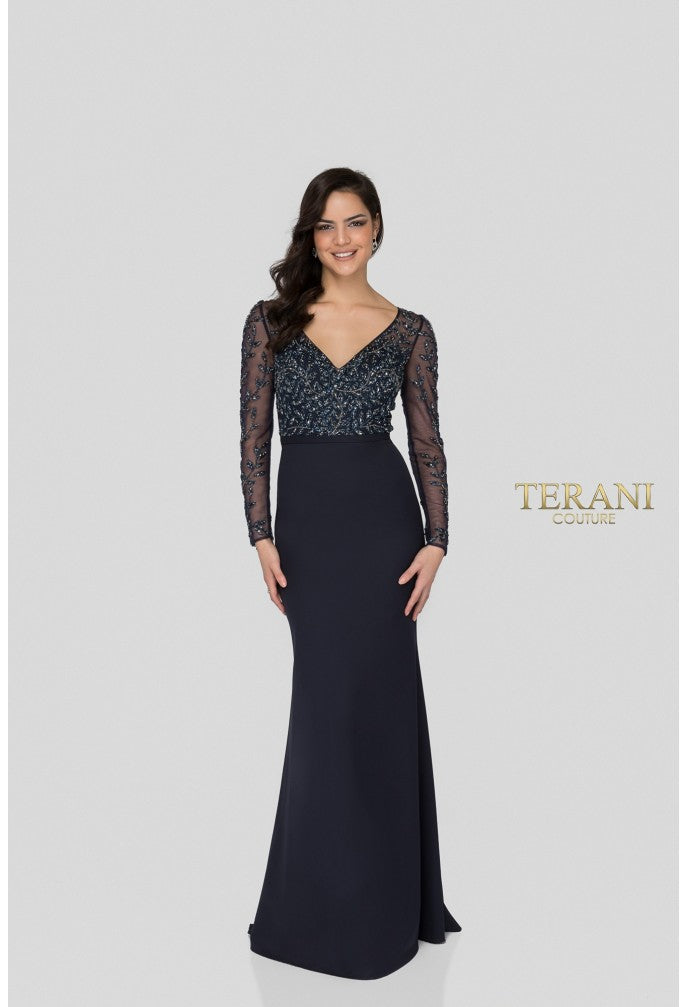 Formal Dresses Long Sleeve Fitted Formal Evening Dress Midnight