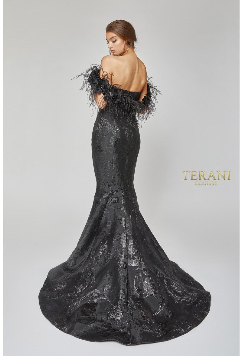 Terani Couture Long Fitted Prom Dress 1921E0136 - The Dress Outlet Black