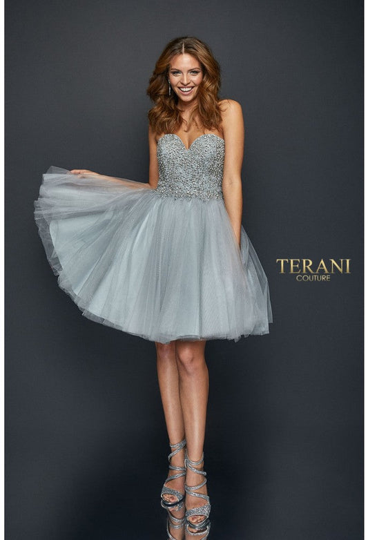 Cocktail Dresses Short Homecoming A Line Beaded Cocktail Dress Silver Crystal