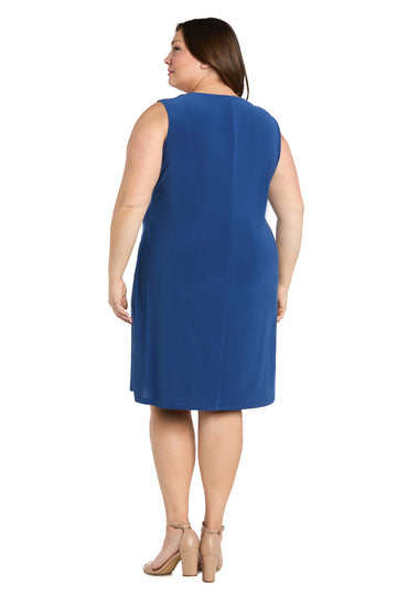 Plus Size Dresses Short Plus Size Printed Jacket Dress Periwinkle/White