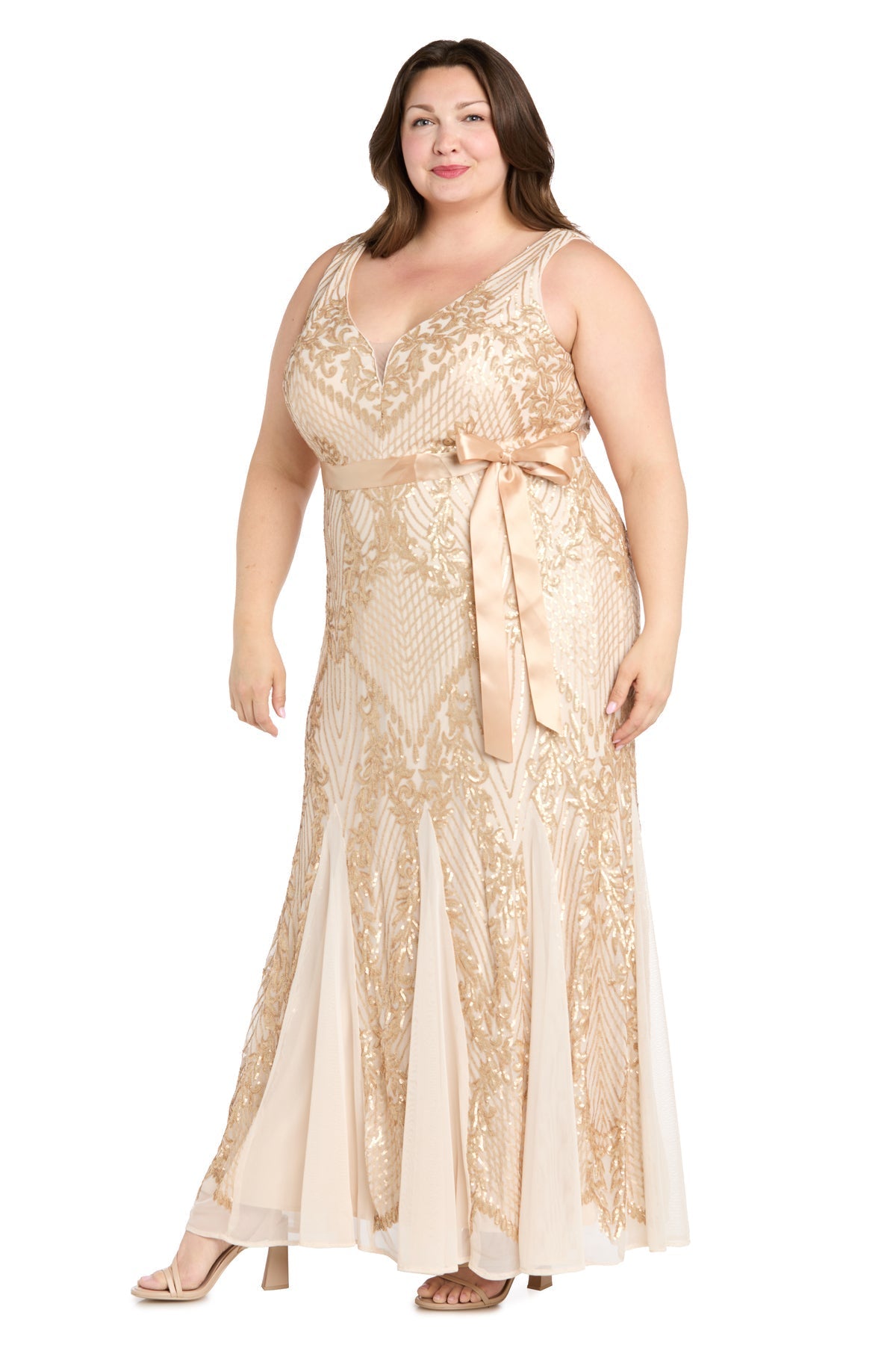 Plus Size Dresses Plus Size Long Formal Sequin Dress Gold