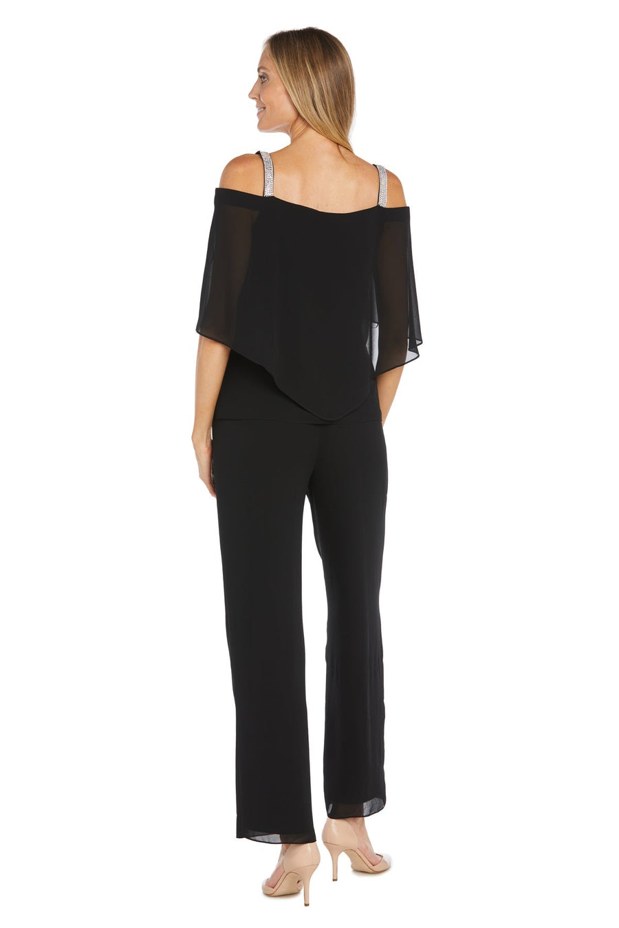 Pant Suit Long Ruffle Formal Pant Suit Black