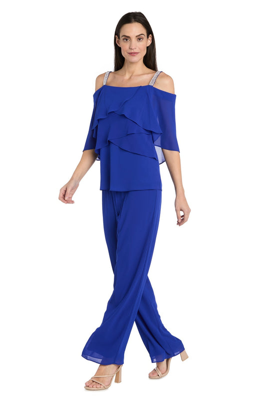 Pant Suit Long Ruffle Formal Pant Suit Royal