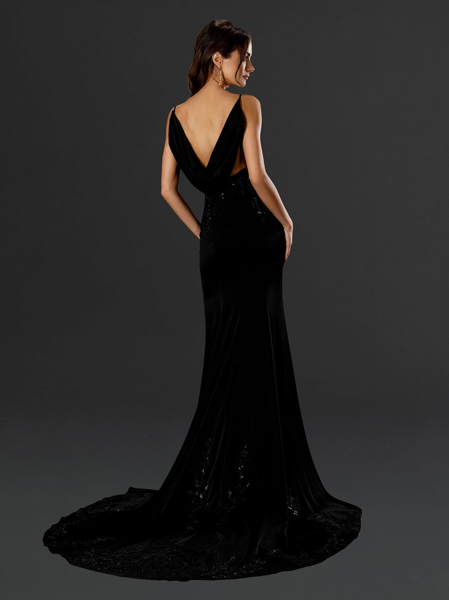 Wedding Dresses Long Floral Slit Wedding Dress Black