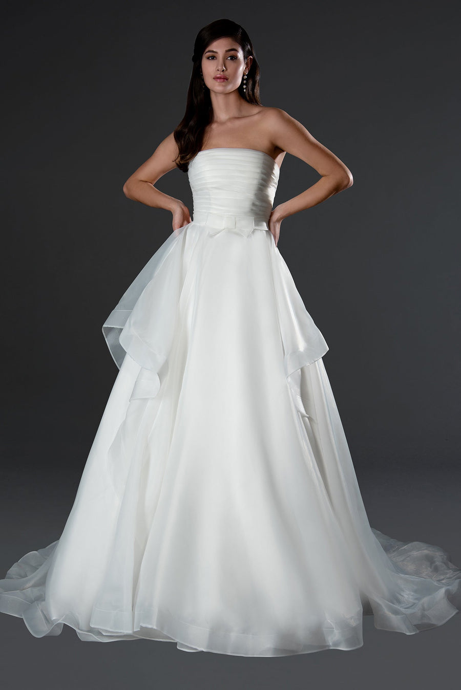 Wedding Dresses Long Bridal Simple Layered Wedding Dress Off White