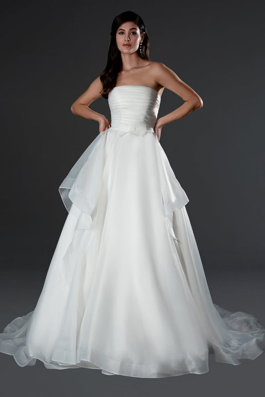 Wedding Dresses Long Bridal Simple Layered Wedding Dress Off White