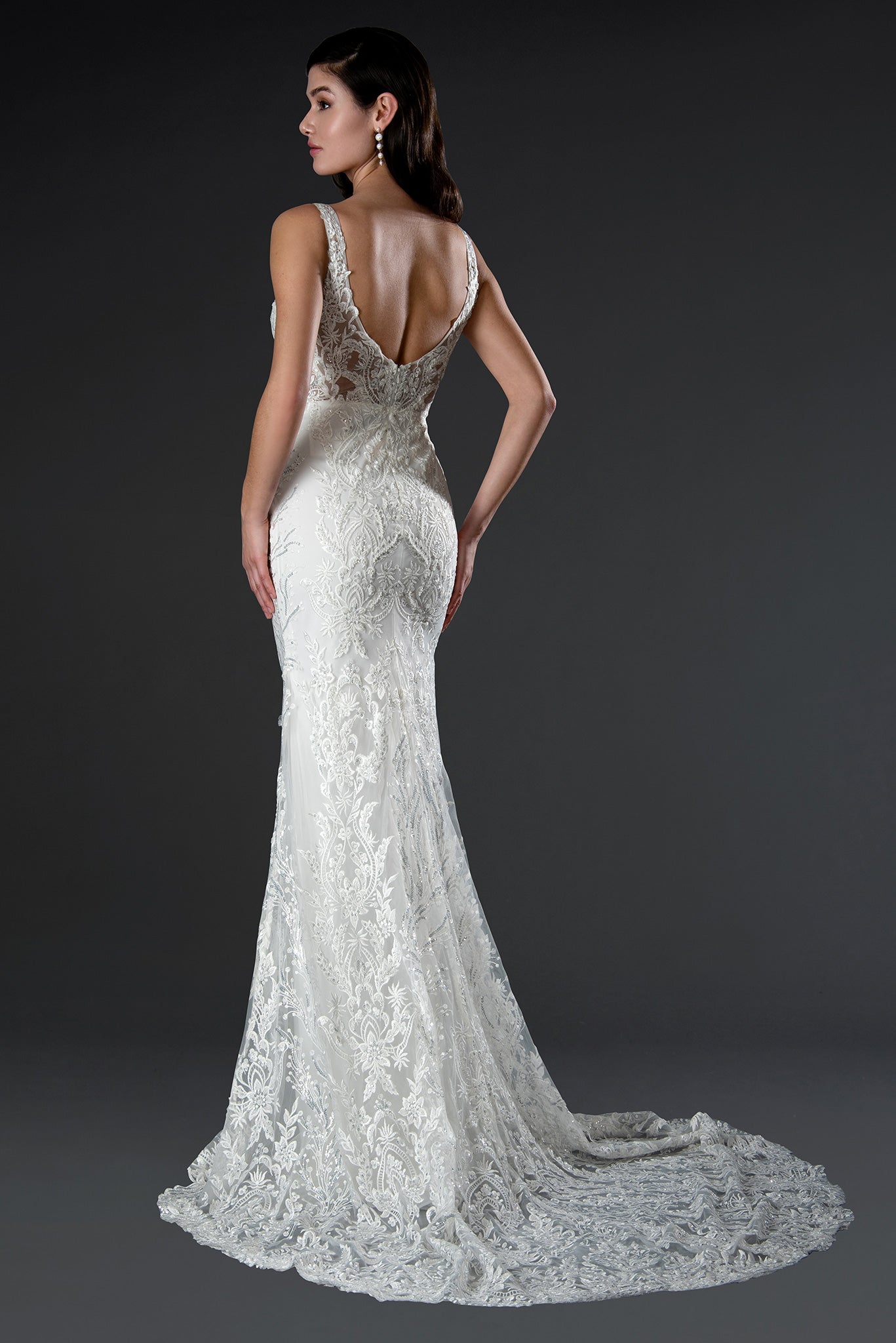 Wedding Dresses Long Lace Bridal Wedding Dress Off White