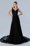 Wedding Dresses Long A Line Sequin Wedding Dress Black
