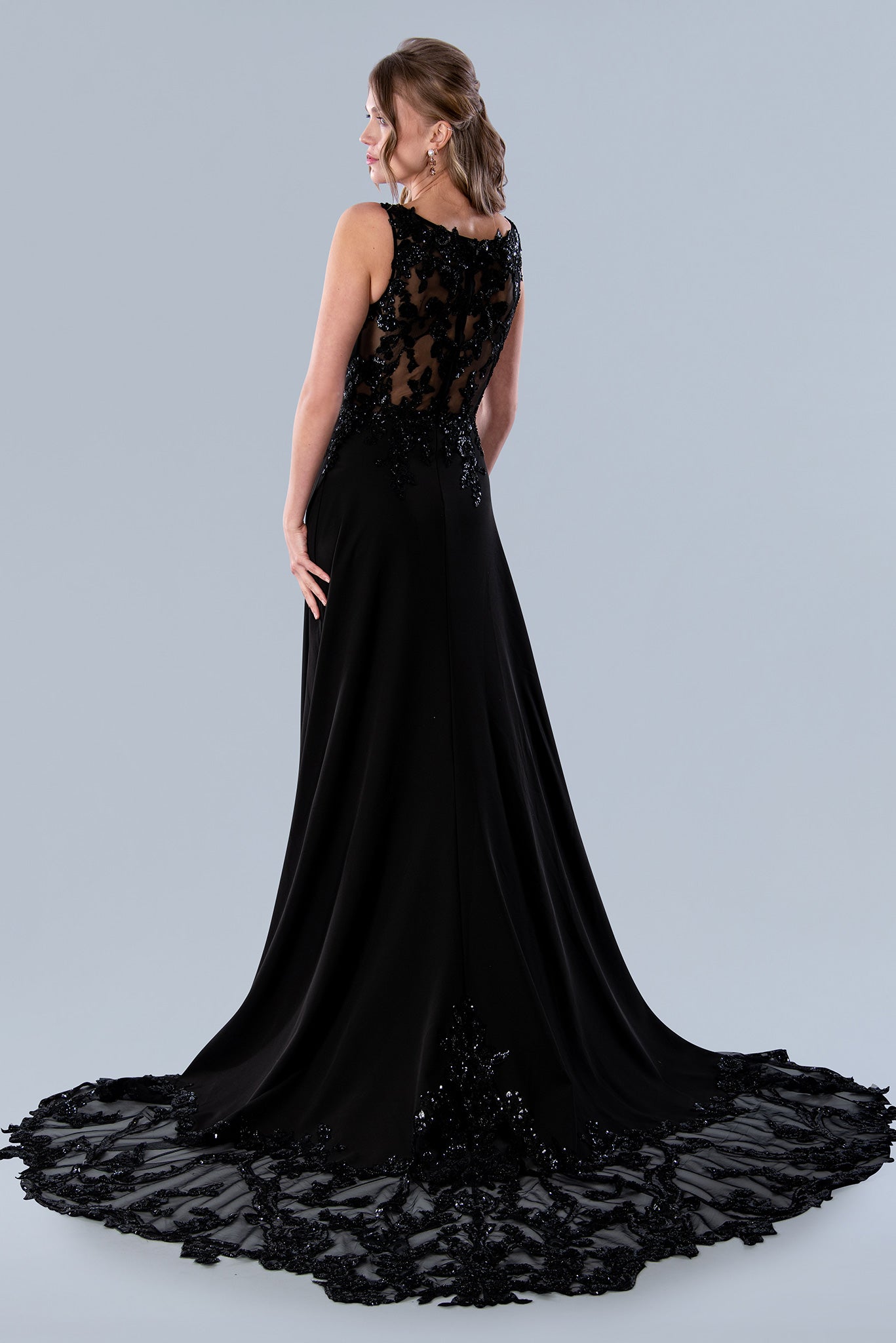 Wedding Dresses Long A Line Sequin Wedding Dress Black