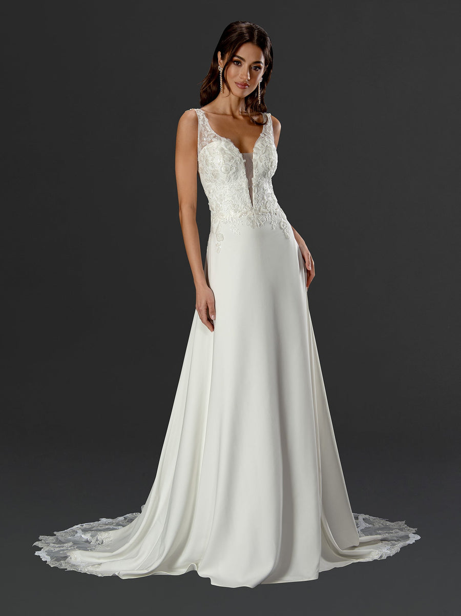 Wedding Dresses Long A Line Sequin Wedding Dress Off White