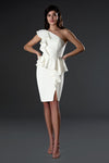 Wedding Dresses Short Peplum Ruffle Wedding Dress Off White