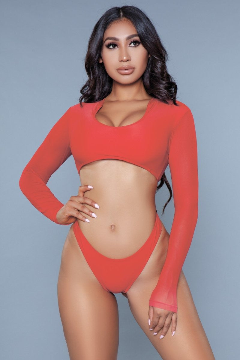 Swimwear 1980 Cardi 2 Piece Suit Red