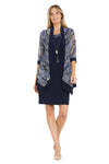Mother of the Bride Dresses Short Patterned Jacket Mother of the Bride Dress Navy/Tan