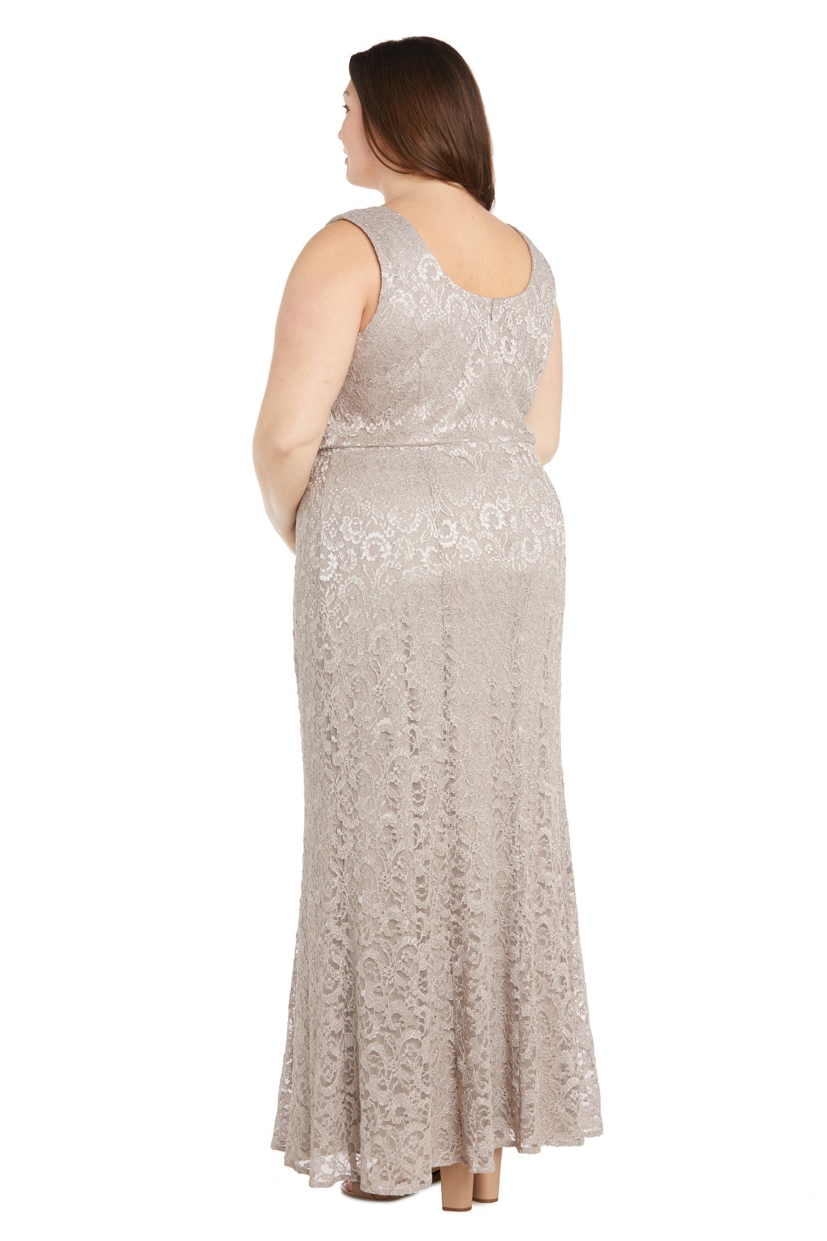 Plus Size Dresses Long Formal Glitter Lace Plus Size Jacket Dress Champagne
