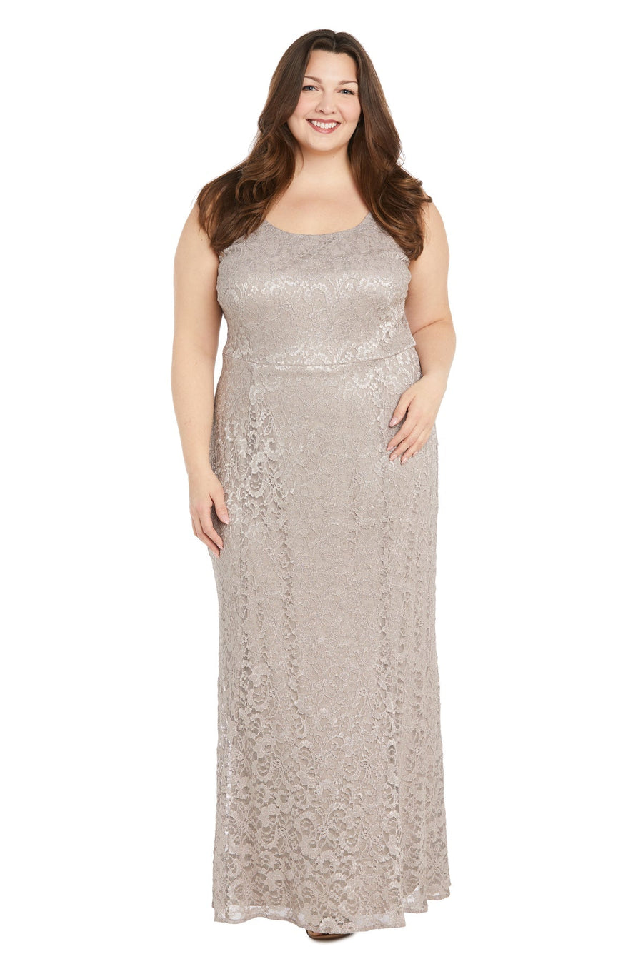 Plus Size Dresses Long Formal Glitter Lace Plus Size Jacket Dress Champagne