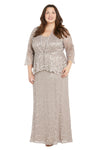 Plus Size Dresses Long Formal Glitter Lace Plus Size Jacket Dress Champagne