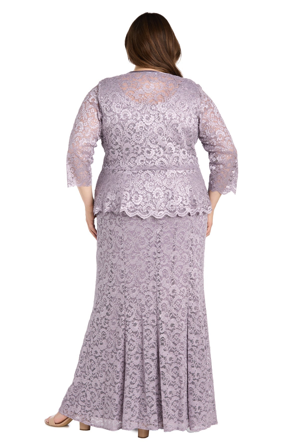 Plus Size Dresses Long Formal Glitter Lace Plus Size Jacket Dress Orchid