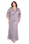 Plus Size Dresses Long Formal Glitter Lace Plus Size Jacket Dress Orchid