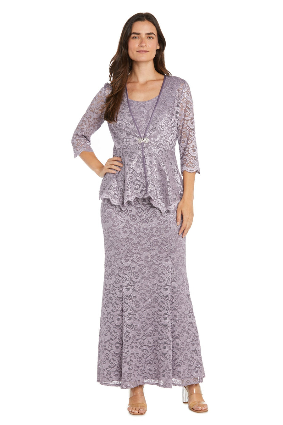 Formal Dresses Glitter Long Overlay Jacket Petite Dress Orchid