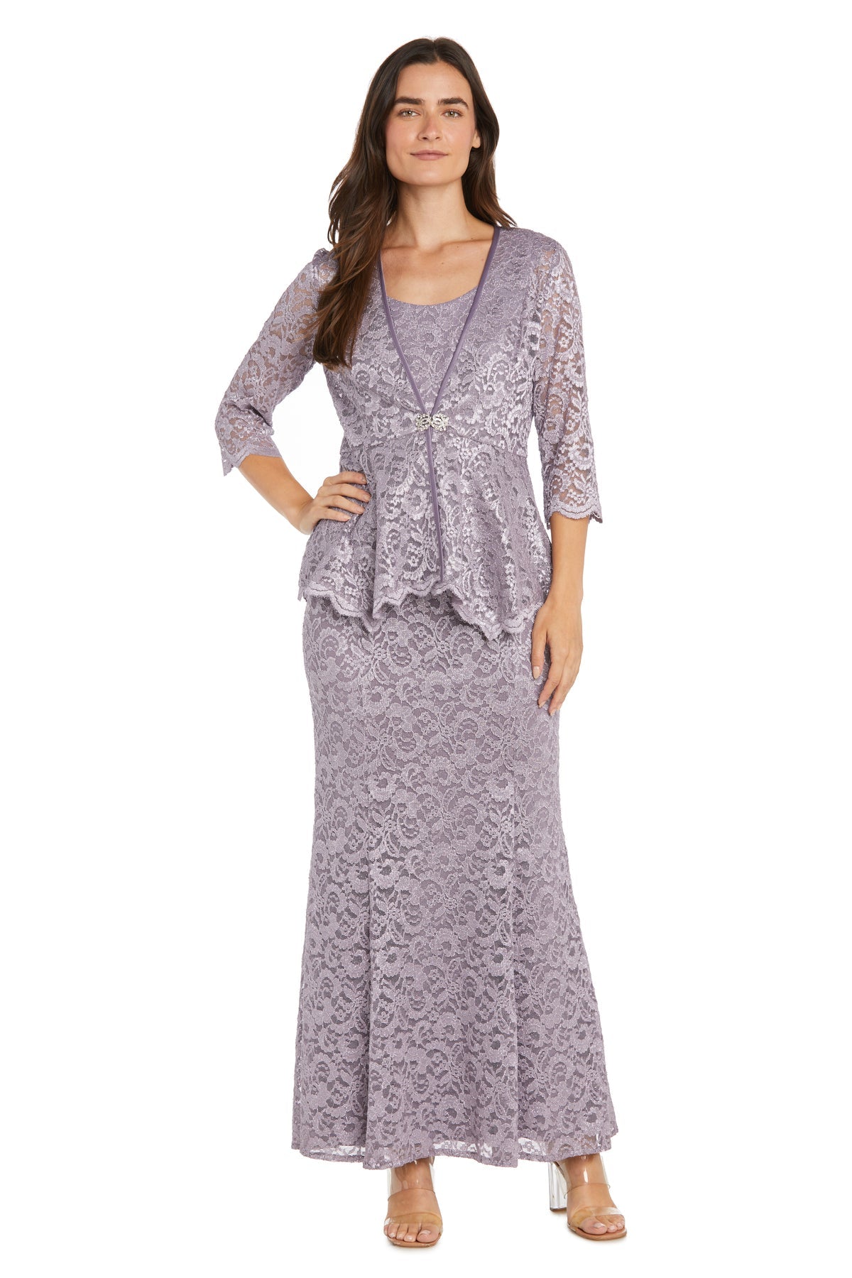 Formal Dresses Glitter Long Overlay Jacket Petite Dress Orchid