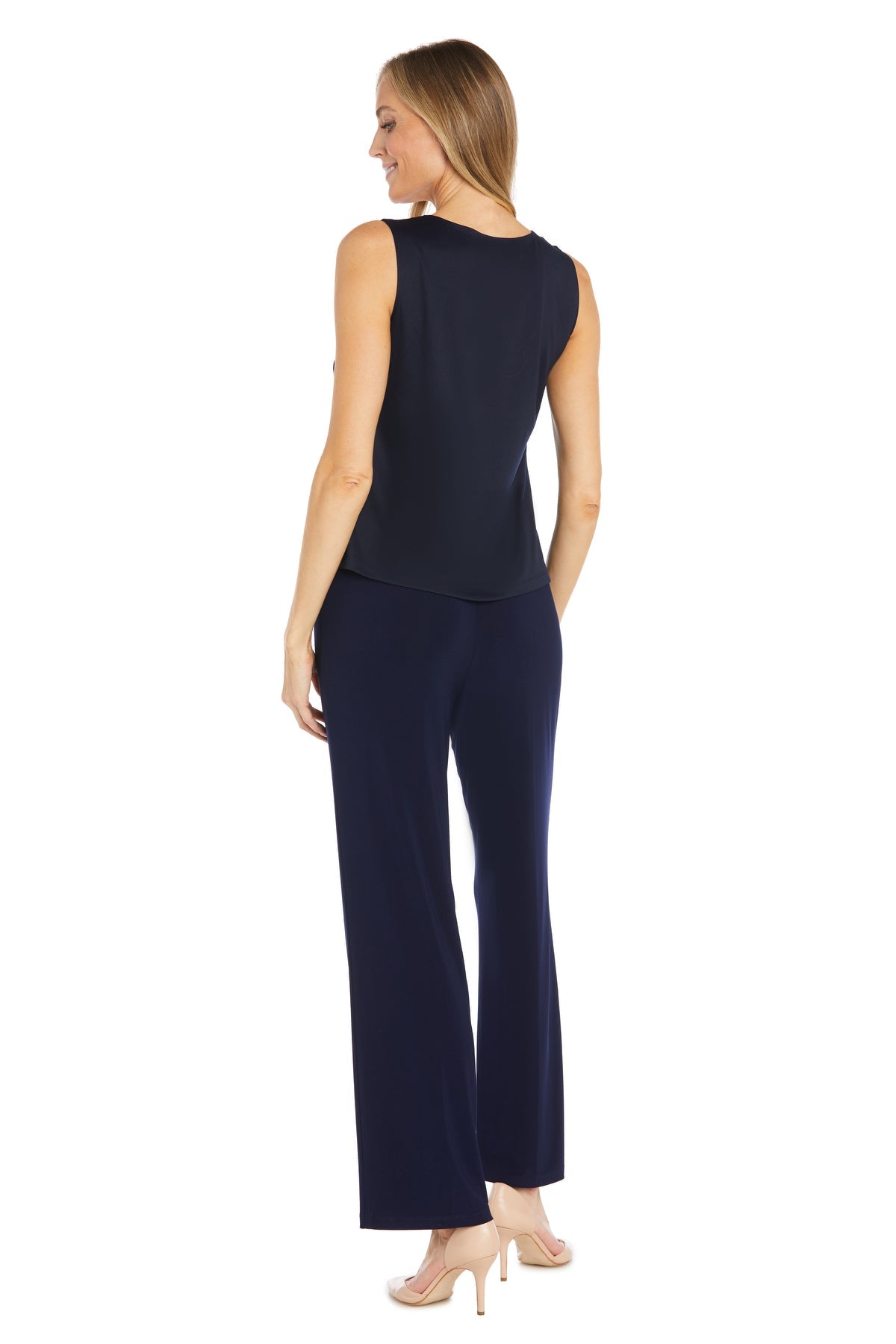 Pant Suit Flong Long Formal Pant Suit  Navy/White