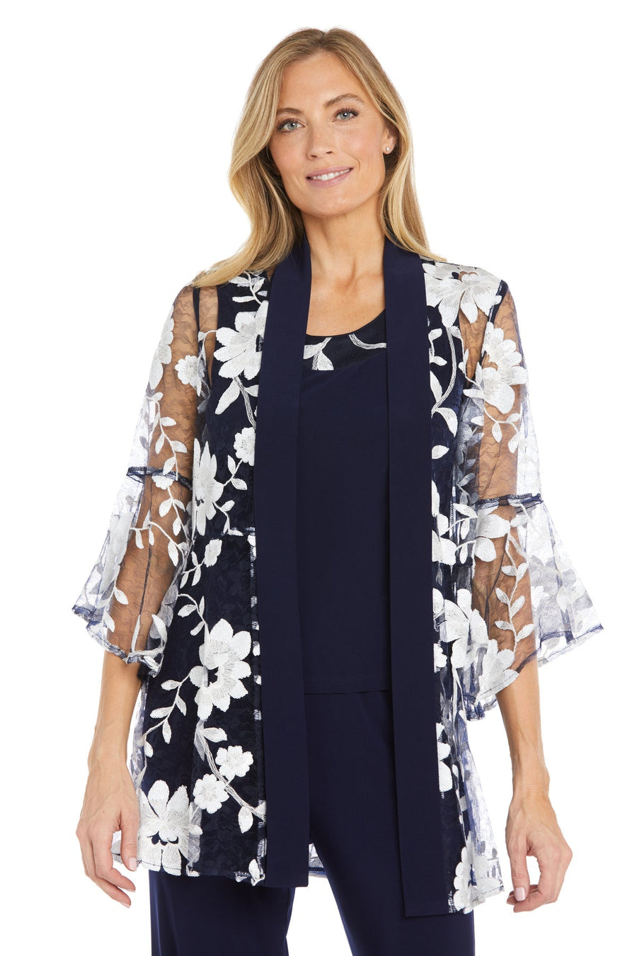 Pant Suit Flong Long Formal Pant Suit  Navy/White