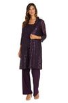 Pant Suit Long Formal Metallic Lace Pant Suit Plum
