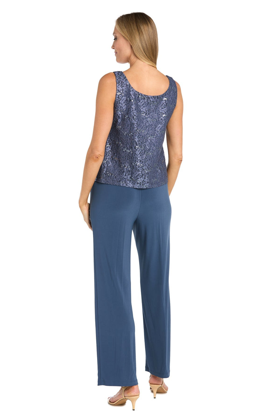 Pant Suit Long Formal Metallic Lace Pant Suit Cadet